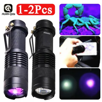 1-2vnt 395NM LED Žibintuvėlis ultravioletinės Lempos 3 Režimas UV Žibintuvėlis Su Zoom Funkcija Augintinio Šlapimo Dėmių Detektorius Skorpionas Medžioklė
