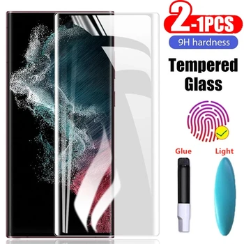 1-2vnt UV Grūdintas Stiklas Samsung Galaxy S21 S22 s23 S20 Ultra Plus 5G 20 Pastaba Ultra Screen Protector Visą Klijai Stiklo