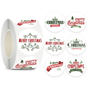 100-500pcs Kalėdų Lipdukai Paketas 2,5 CM Apvalios Linksmų Kalėdų Lipdukai 4 Dizaino Kalėdų Dekoravimo Lipdukai