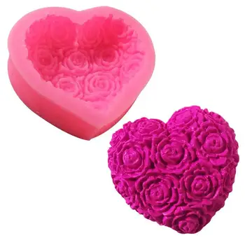 1PC 3D Meilė Širdies Rožių Žiedų Formą, Silikono Formos Minkštas Šokolado Tortas Dekoravimo Kepimo Įrankius, Pelėsiai, Pelėsiai Muilas