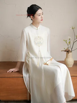 2023 kinijos tradicinės šifono suknelė qipao nacionalinės gėlių siuvinėjimas cheongsam suknelė rytų elegantiškas vakarinę suknelę vestido