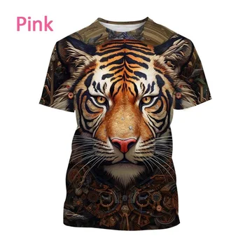 2023 Vasarą Naujas Tigras, 3D Spausdinimas vyriški trumpomis Rankovėmis Laisvalaikio Mados, Gyvūnų, T-shirt