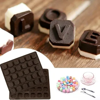 26 anglų kalbos raides šokolado silikono formos saldainiai ledo kubelių forma konditerijos muilo pelėsių minkštas pyragas 