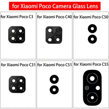 2vnt skirti Xiaomi Poco C3/ C31/ C40/ C50/ C51/ C 55 Atgal Kameros Stiklo Objektyvo Galinio vaizdo Kamera, Stiklinės su 3M Klijai, Remonto Atsargines Dalis