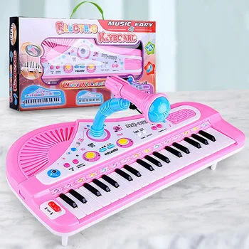 37 Pagrindiniai Elektroniniai Klavišiniai Pianinas Žaislai Vaikams su Mikrofonu Muzikos Instrumentas, Švietimo Žaislas Įdomus Dovana Vaikams Mergaitė Berniukas