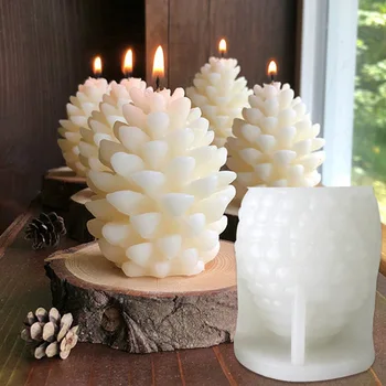 3D Kalėdų Pušies Kankorėžis Silikono Žvakių Pelėsių 