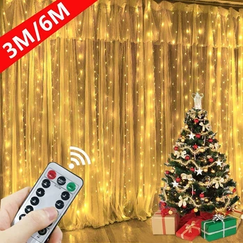 3M 4M 6M USB Užuolaidų Girliandą Girlianda LED Šviesos Kalėdų String Žiburiai Kalėdų Dekoracijas 2024 Atostogų Vestuvių Dekoratyvinis