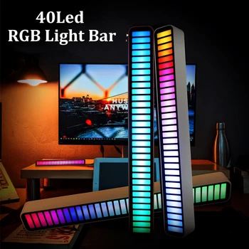 40led Įkrovimo Muzikos Ritmą, Šviesos, RGB Balso Kontrolės Led Šviesos Juosta APP Kontrolės USB Muzikos Lygių Šviesos Žaidimų Atmospher Lempos