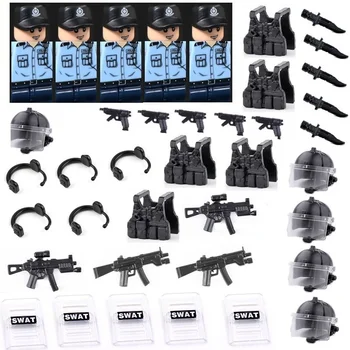 5VNT/DAUG Honkongas Miesto Policijos Karinius Ginklus SS Blokai SWAT Komanda Ginklų Duomenys Plytų Mini Pomėgiai Žaislai Vaikams
