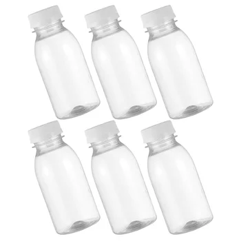 6 Vnt Pieno Butelis Vandens, Sulčių Buteliukai Maži Plastmasiniai Dangčiai Konteineriai, Mini Šaldytuvas Šalies Pet Tuščias Vaikui Aišku