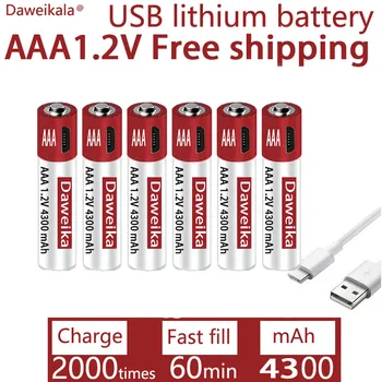 AAA USB įkrovimo 1.2 V AAA 4300mAH įkraunama ličio baterija signalo ginklą nuotolinio valdymo pelės žaislas baterija + NEMOKAMAS PRISTATYMAS