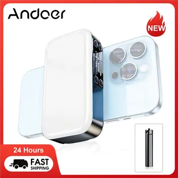 Andoer Mini LED Šviesos Fotografijos Lempa 2500K-9000K Vlog Šviesos su Tri-spalvų Režimų 2000mAh Baterija, USB Įkrauti Telefono Įrašą