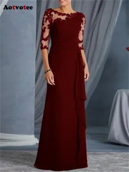 Aotvotee Nėrinių Suknelės Moterims 2023 Naujas Mados Vien Derliaus Prašmatnus Elegantiškas ilgomis Rankovėmis Suknelė Liesas Atsitiktinis Aukšto Juosmens Suknelė