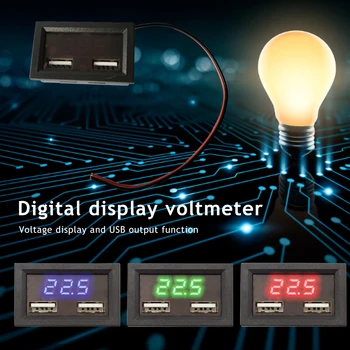 Automobilių Skaitmeninis DC 8-40V Voltmeter+Dual USB Telefono Kroviklis Adapteris LED voltmetras