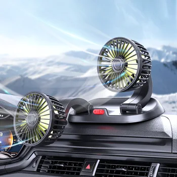Aušinimo Ventiliatorius 360° Reguliuojamas Dvigubo Galvos Aušinimo Ventiliatorius 5V/12V/24V Automobilinis Ventiliatorius Paramos Žiebtuvėlio/USB Sunkvežimis/Automobilis Prekes