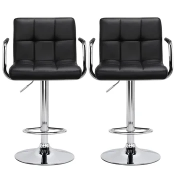 Baro Kėdė su 360 Laipsnių Pasukama & Reguliuojamo Aukščio, Juodos spalvos, 2
