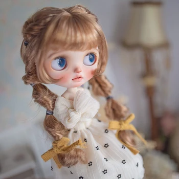 BJD Doll Perukas Blythe Dydžio Lėlės Priedai Medžių Plaukų Žaislai Pieno Šilko Ilgai Dviguba Uodega Garbanos Oro Kirpčiukai Girl Dovana