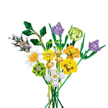 Bouque Serijos Romantiškas Pavasario Gėlės Botanikos SS 034002 Patalpų Įstaiga Elektrinės Blokai Kūrybinių Idėjų Plytų Žaislai, Dovanos