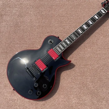 Custom Elektrinė Gitara, Raudonmedžio Fingerboard, Juoda Aparatūros, Raudona Paėmimas Ir Privalomas, Nemokamas Pristatymas