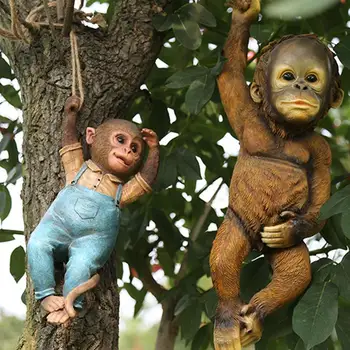 Derva Beždžionė Kabinti Skulptūrų Kūrybos Beždžionė Laipiojimo Statula Kūrybos Beždžionė Laipiojimo Dervos Amatų, Vejos Kieme Kiemo Puošimas