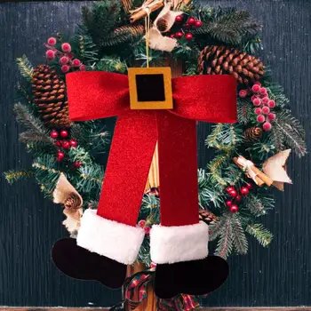 Didelis Santa Claus Kojos Bowknot Pakabukas Kalėdų Medžio Kabo Pakabukas Spindi Kalėdų Lankas Ornamentu 