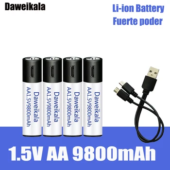 Didelė talpa 1,5 V AA 9800 mWh USB li-ion baterija nuotolinio valdymo pelės mažas ventiliatoriaus Elektros žaislas baterija + Kabelis