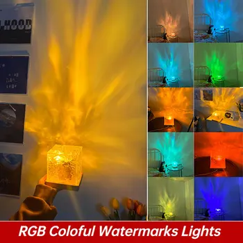 Dinaminis Vandens Čiurlenimu LED Projektorius Naktį Šviesos Liepsna, Atmosfera Puiki Stalo Lempa Namų Dekoro ar Naktiniai Svetainės