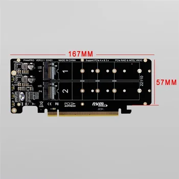 Dvipusis 4-Disko NVME RAID Kortelės PCIeX16 M. 2 M-Key NVMEx4SSD 2U Server RAID Masyvas Plėtra Adapteris Padalinta Kortelės
