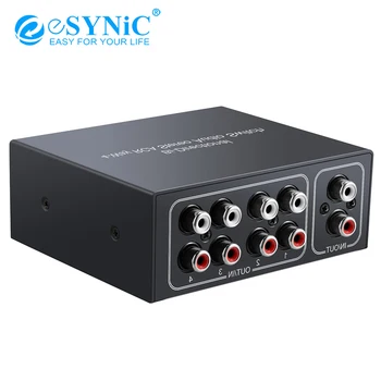eSYNiC 4X1/1X4 L/R, Stereo Audio Bi-Directional Switcher L/R Garso Kanalo Audio Splitter RCA Stereo Selektorių Perjunkite DVD AMP