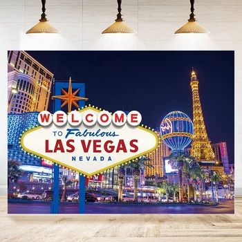 Fotografijos Fonas Las Vegas Naktinis Miestas Pasakų Kazino Pokerio Filmų Tematikos Fone Gimtadienio Apdailos Reklama