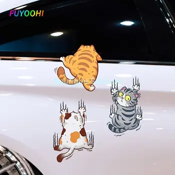 FUYOOHI Boutique Lipdukai Juokingas Naminių Kačių Lipdukas Automobilių Kėbulo Cute Kačių Animacinių filmų Vinilo Lipdukai Motociklų, Automobilių Priedai