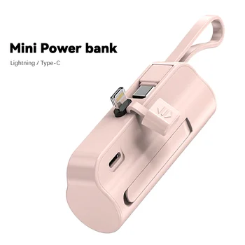 Galia Banko 5000mAh Pastatytas Kabelis Mini PowerBank Išorės Baterija Nešiojamas Įkroviklis iPhone Samsung 