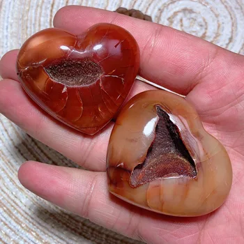 Gamtos Didmeninė Kristalų Karneolis Širdies Druzy Baby Healing Reiki Ornamentas, Suvenyrai Aukštos Kokybės Rūdos Geode Dovana