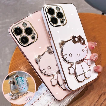 Hello Kitty Veidrodžio Laikiklis Laikiklis Telefoną Atveju Huawei P60 Pro Plus P50 P40 P20 30 Lite P Smart Z Y9 Premjero 2019 Danga Padengti