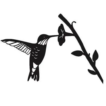 Hummingbird Metalo Paukščių Apdaila Juoda Kaustytomis Geležies Paukštis Ant Šakos Gyvūnus, Sodas Siluetas Hummingbird Siluetas Sodas