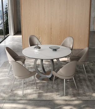 Italų stiliaus apskritojo stalo su patefonu, modernus ir minimalistinis naujo stiliaus kambarį apskritas valgomojo stalas, skirtas naudoti namų ūkyje