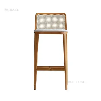 Japonų Stiliaus Medžio masyvo Baro Kėdės Rotango Atgal Baro Kėdės, Modernus baras, Baldų, buitinės Aukšto Išmatose, Viešbučio registratūros baras, Kėdės,