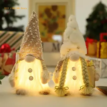 Kalėdų Gnome Beveidis su LED Žibintai Santa Cristmas Dekoracija Namuose Šventė Šalies Ornamentu 2024 Naujųjų Metų