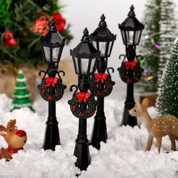 Kalėdų Mini Gatvės Apšvietimo Modelius,4 Vnt Mini Gatvės Žibintas Lėlių Streetlight,Mikro-Kraštovaizdžio Pasakų Sodo Reikmenys