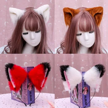 Katė gyvūnų ausis lankelis mielas cosplay kostiumų hairband lankelis plaukų aksesuarai
