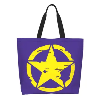 Kawaii Amerikos Taktinis Karo Star Nešti Pirkinių Krepšys Perdirbimo Drobės Bakalėjos Shopper Pečių Maišą