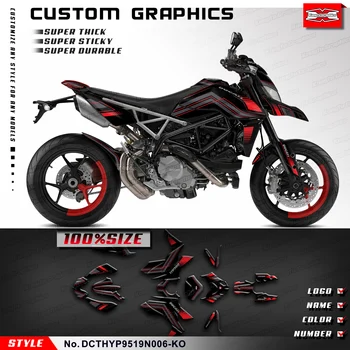 KUNGFU GRAFIKA Vinilo Lipdukai Motociklų Lipdukų Komplektas Ducati Hypermotard 950 2019 2020 2021 2022 2023, Juoda Pilka