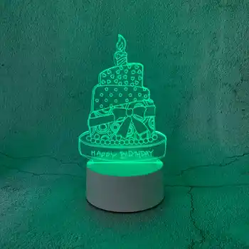 Kūrybos Spalvinga Akrilo Gimtadienio Tortas 3D Plug-in Miegamojo Lova Paprastas naktinė lempa