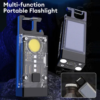 LED Nešiojamų Fakelais Saulės Mini Pocket Keychain Žibintuvėlis COB Darbo Lemputė USB Įkrovimo Lauko Avarinė Žvejyba, Kempingas