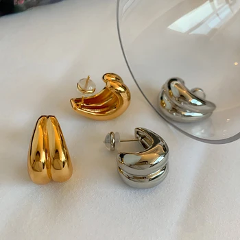 LONDANY auskarai Europos ir Amerikos INS paprastas metalinių C formos auskarai moterims nišą dizaino aukštos kokybės šalto vėjo stud auskarai