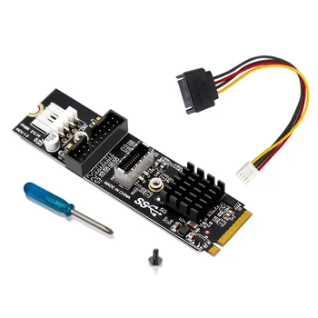 M. 2 MKEY PCIE į Priekinį USB3.1 5Gbps Riser Card TIPO C+19/20PIN Plėtros Kortelę M. 2 PCIE Riser Card