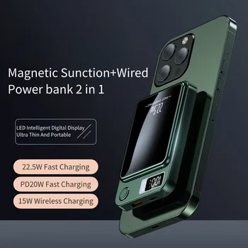 Magnetinio Belaidis Nešiojamas Įkroviklis Mobilųjį Telefoną Magsafe Maitinimo Bankas Didelės Talpos 10000mAh 22.5 W Išorės Baterija Greitai Imti