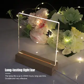 Mediniai Naktį Šviesos pagrindas Touch Medienos Šviesos Ekranas Bazės Stačiakampio USB Įkrovimo Derva Akrilo Stiklo Lempa Ornamentu