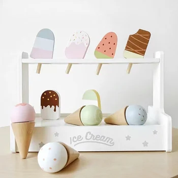 Medinių Žaislų Rinkinys Imituojamas Lėlės Žaisti Namuose Miniatiūriniai Ice Cream Van Modelis Baldų Reikmenys Lėlės Dekoro Scena Vaikams, Žaislų, Dovanų