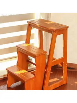 Medžio masyvo Laiptais Išmatose Daugiafunkcinis Buitinės Kopėčios Patalpų Sutirštės Lankstymo Du-naudoti Trijų pakopų Mažų Žingsnių, Laiptų Kėdės